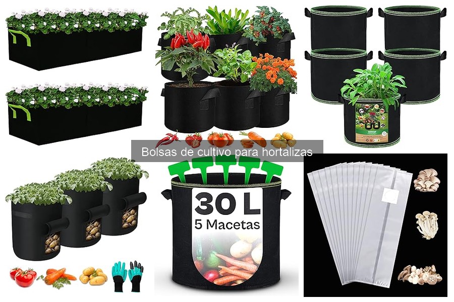 Espacio necesario para bolsas de cultivo de hortalizas